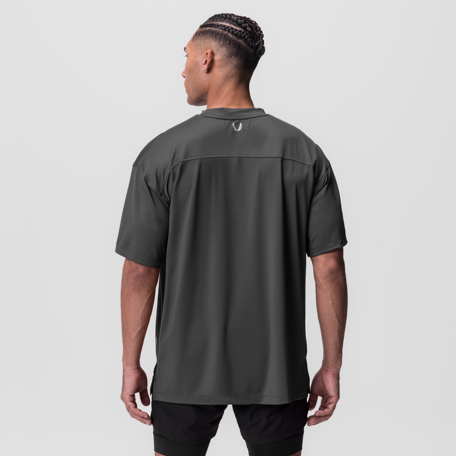0822. AeroSilver® Oversized Tee - Space Grey "Box Logo"