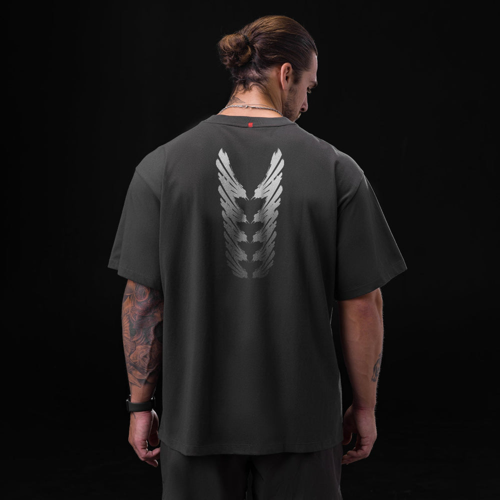 0797. Tech Essential™ Relaxed Tee - Space Grey "Brush Stroke"