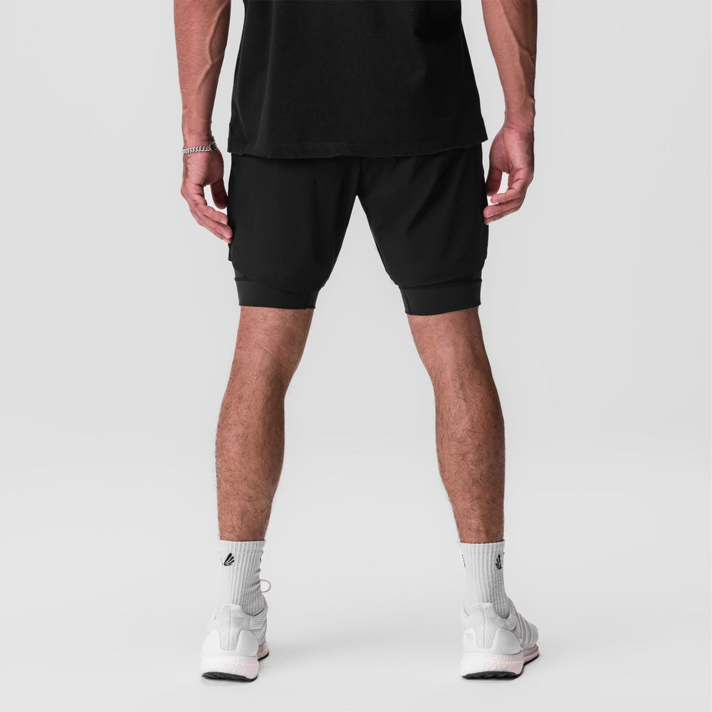 0866. Tetra-Lite® 7" Liner Short - Black/Black/ White "Wings"
