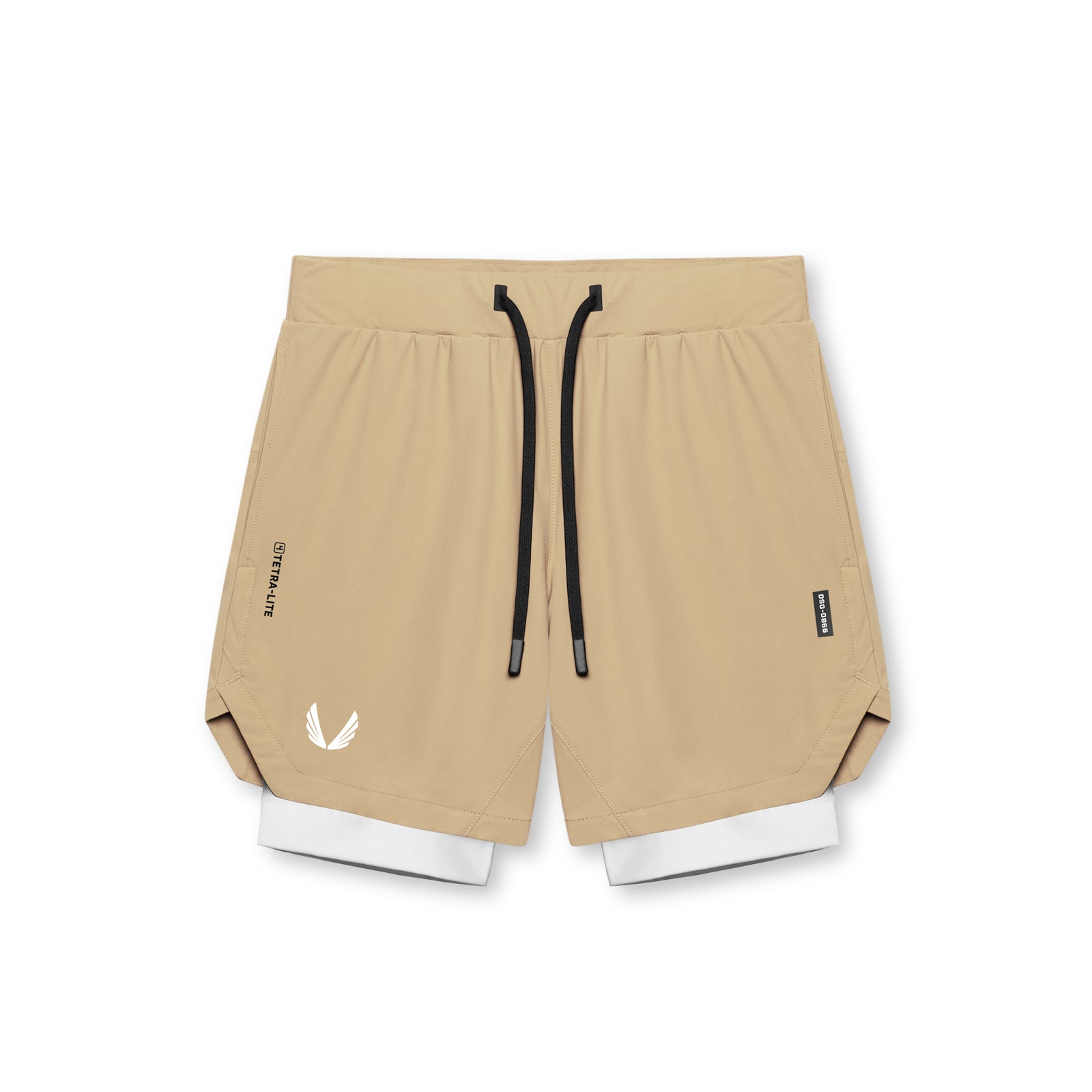 0866. Tetra-Lite® 7" Liner Short - Khaki/ White / White "Wings"
