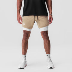 0866. Tetra-Lite® 7" Liner Short - Khaki/ White / White "Wings"