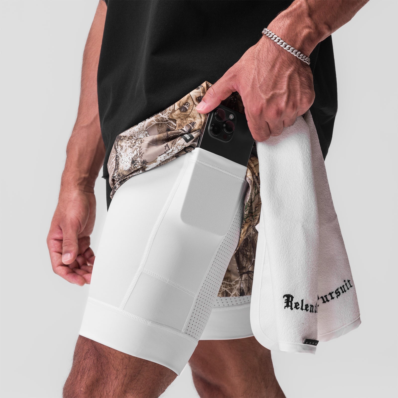 0866. Tetra-Lite® 7" Liner Short - Realtree® Camo / White / White "Win