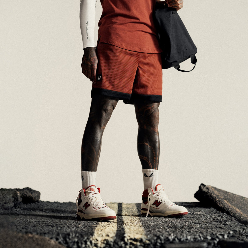 0795. SilverPlus™ Mesh Reversible Short - Brick/Black