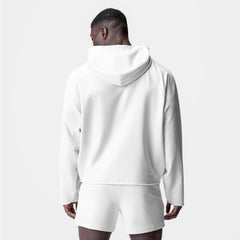 0958. Micro-Terry Raw Hem Hoodie - White
