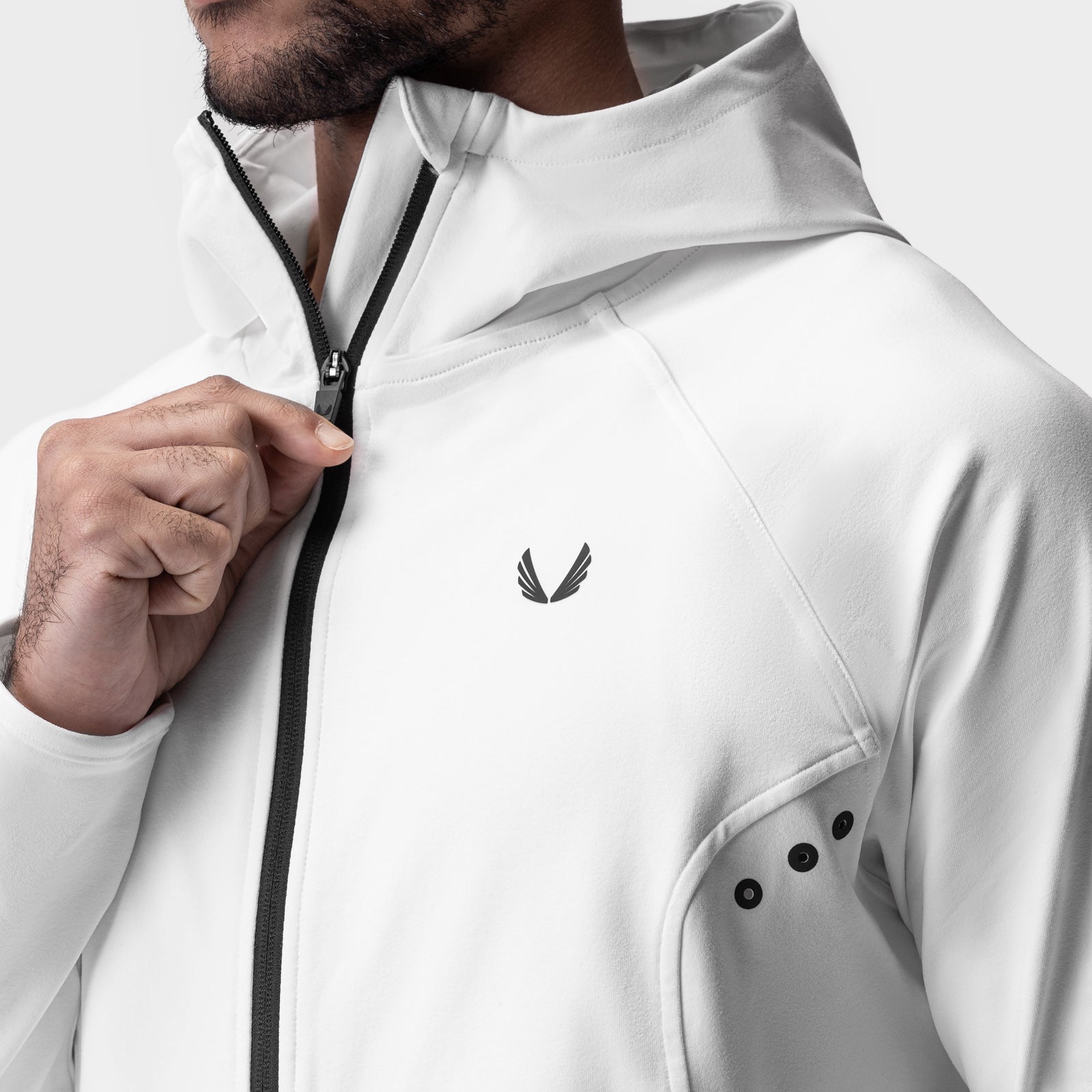 0943. Performance Fleece Zip Hoodie - White