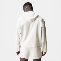 0958. Micro-Terry Raw Hem Hoodie - Cream